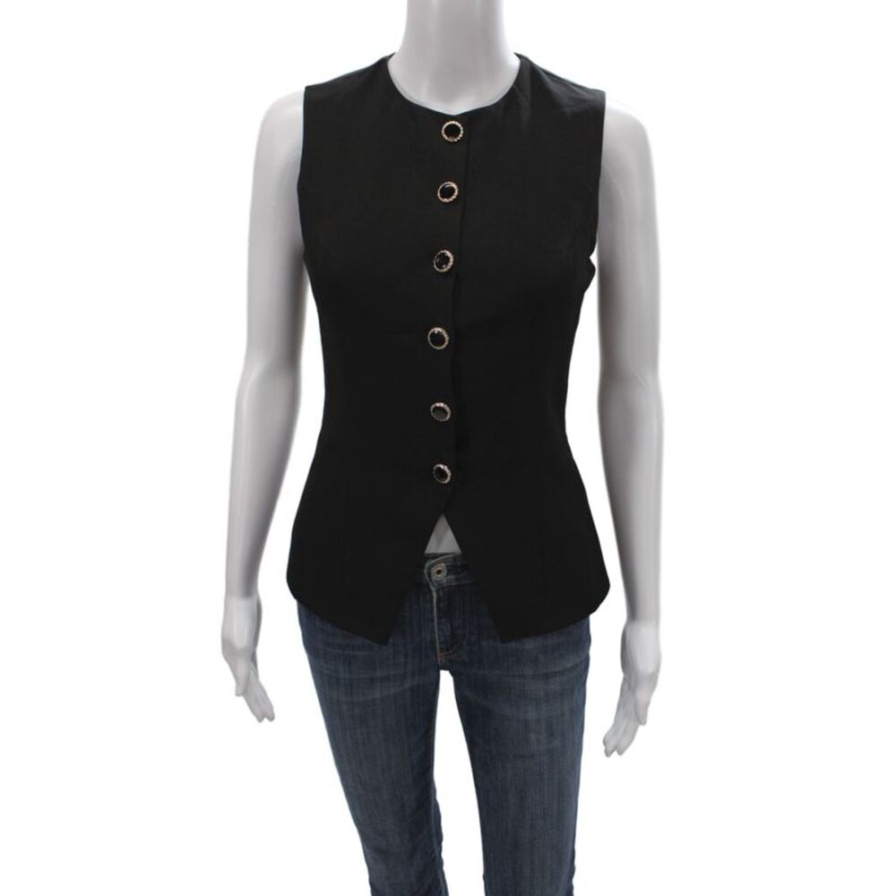 SNDYS. Womens Vest Black Round Neck Polyester Size XS